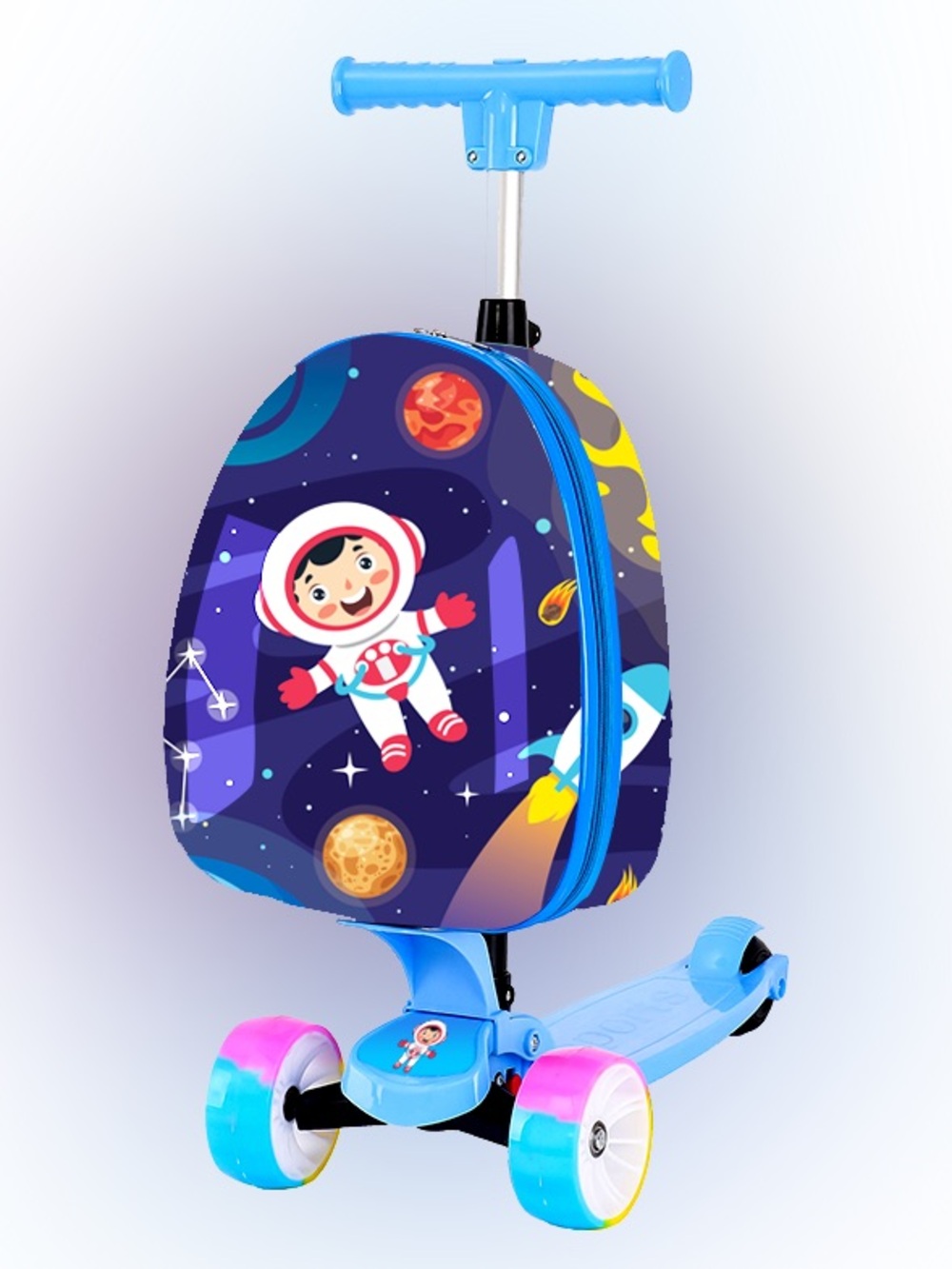 Kids Blue Space Astronaut Scooter Carry-On 18inch